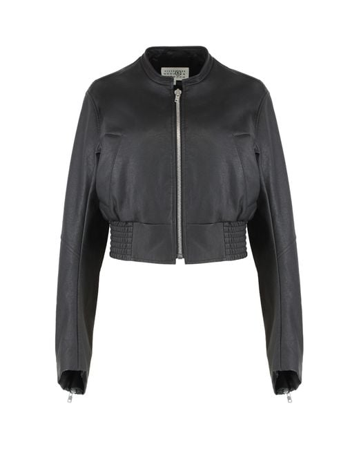 MM6 by Maison Margiela Black Cropped Bomber Jacket