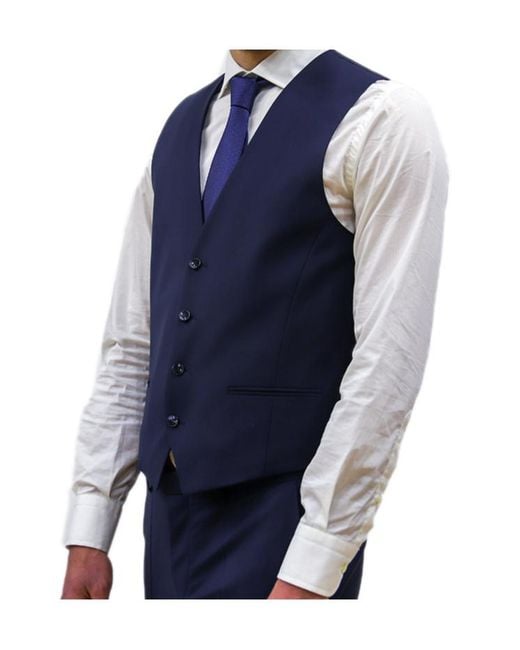 Boss Blue Button-Down Waistcoat for men