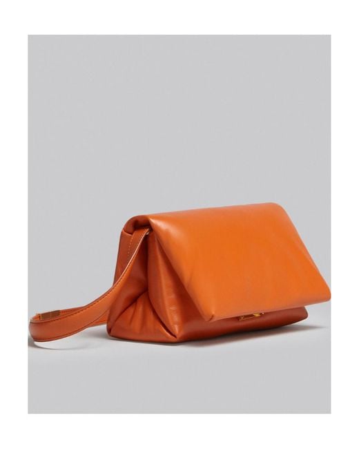 Marni Orange Padded Foldover Top Crossbody Bag