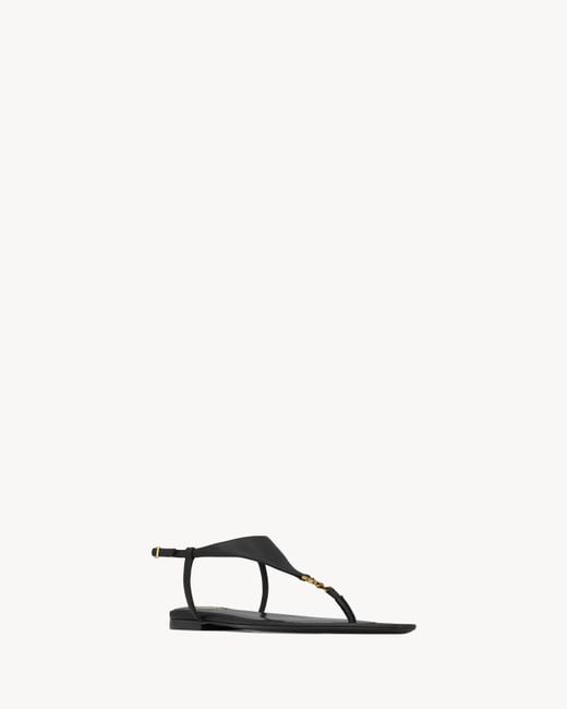 Saint Laurent Natural Cassandra Logo Plaque Sandals