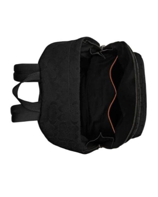 COACH Black Monogram-Pattern Backpack for men