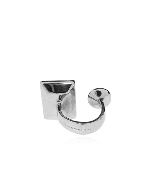 Dries Van Noten White Embellished Open Ring