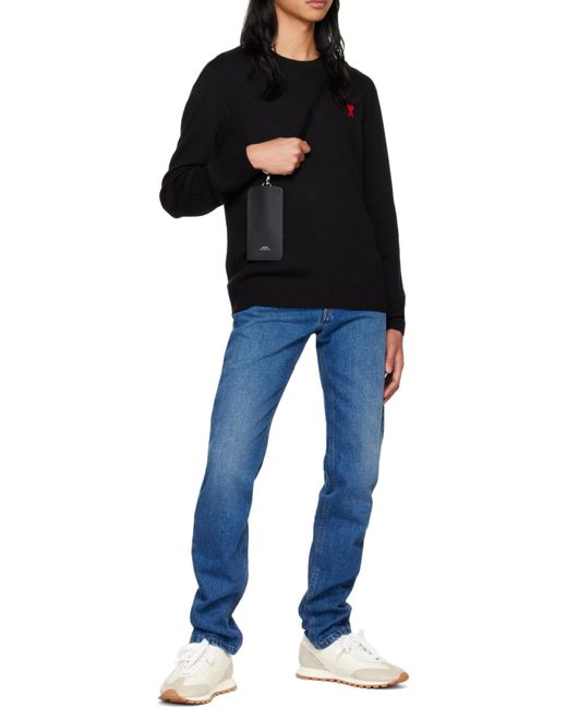 A.P.C. Black Leather Phone Bag for men