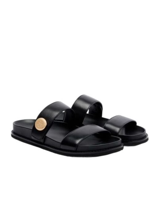 Tory Burch Black Simple Flat Sandals