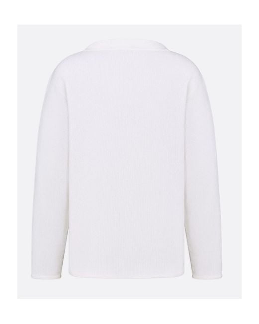 Dior White Homme Long-Sleeved Ribbed Jumper for men