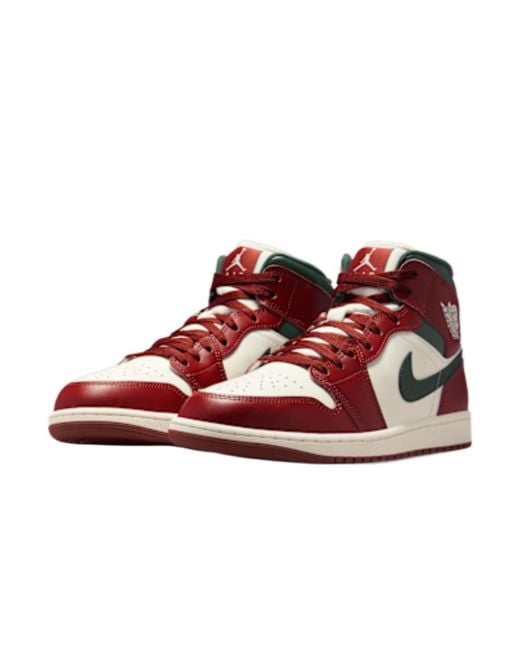 Nike Red Air Jordan 1 Mid Sneakers for men