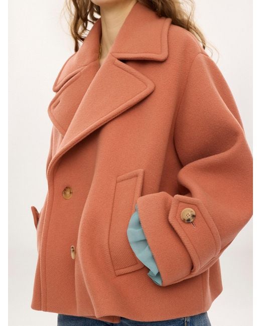 Chloé Orange Chloé Double-Breasted Oversized Coat