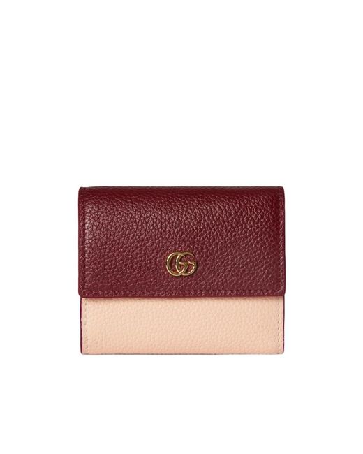 Gucci Red Gg Marmont Bi-Color Mini Wallet