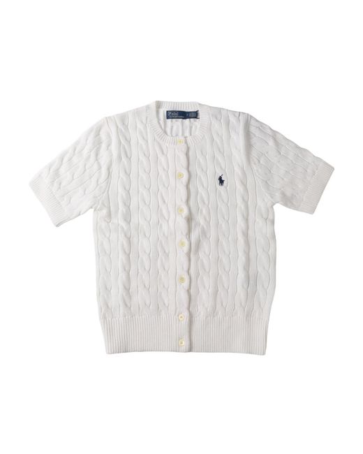 Polo Ralph Lauren White Short Sleeved Cable-Knit Cardigan