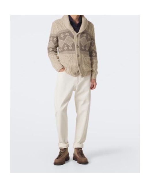 Brunello Cucinelli Natural Jacquard Cardigan for men