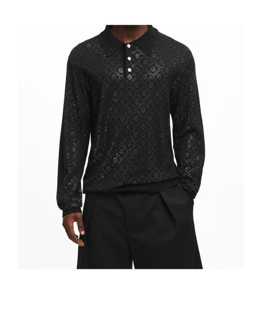 Casablanca Black Long-Sleeved Polo Shirt for men