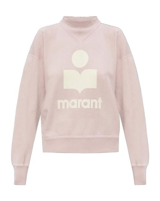 Isabel Marant Pink Logo-Print Mock-Neck Sweatshirt