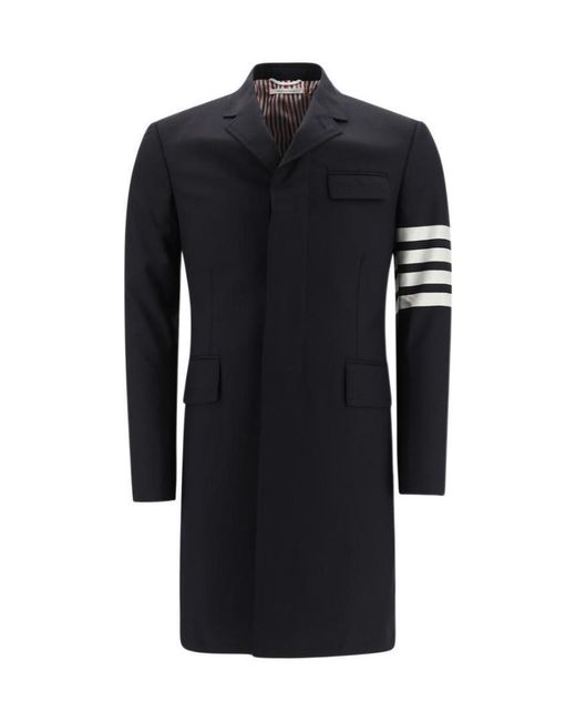Thom Browne Blue 4-Bar Chesterfield Coat for men