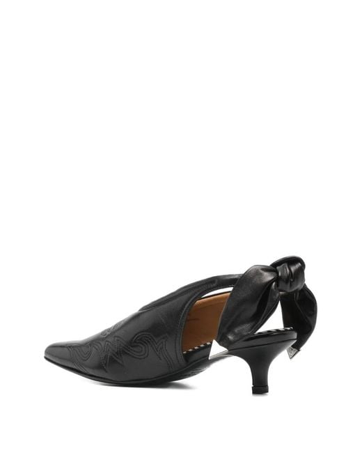 Toga Black Bow-Detail Pointed Toe Pumps