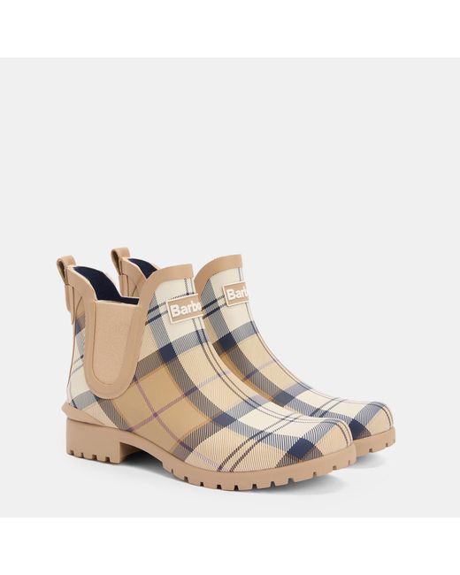 Barbour Natural Logo Plaid Ankle Boots