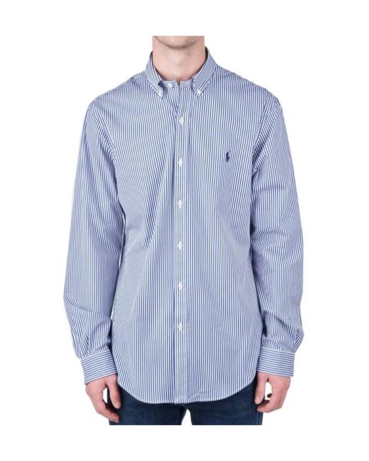 Polo Ralph Lauren Blue Polo Pony Embroidered Buttoned Shirt for men