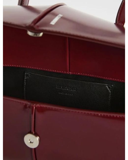Jil Sander Red Linea Piped Leather Shoulder Bag
