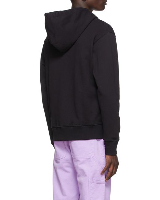 Versace Jeans Black Embroidered-Logo Cotton Hoodie for men