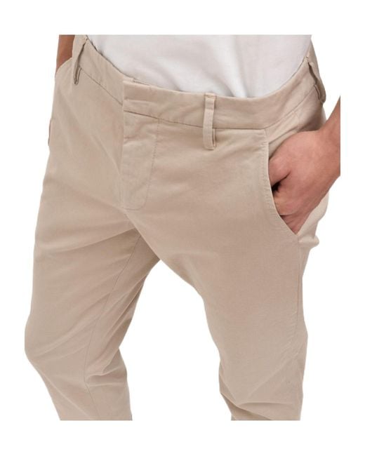 Dondup Natural Gaubert Logo Plaque Pants for men