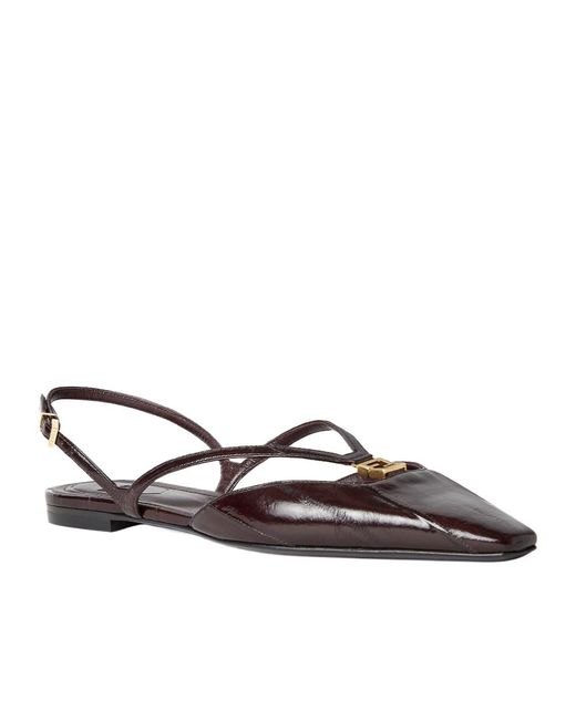 Fendi Brown Ffold Square-Toe Flats