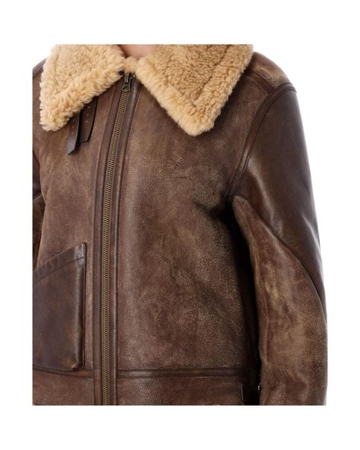 Ralph Lauren Brown Zipped Aviator Jacket