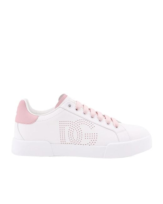 Dolce & Gabbana White Portofino Lace-Up Sneakers