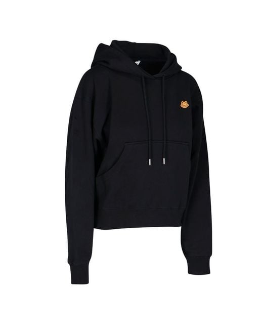 KENZO Black Tiger Crest Embroidered Drawstring Hoodie