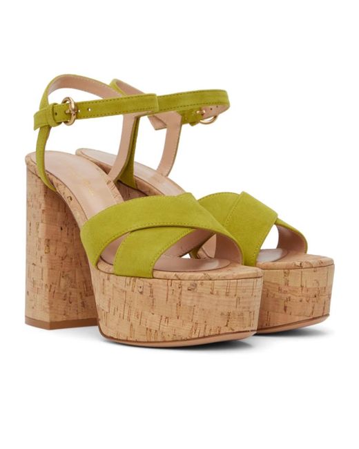 Gianvito Rossi Yellow Cross-Strap Heels