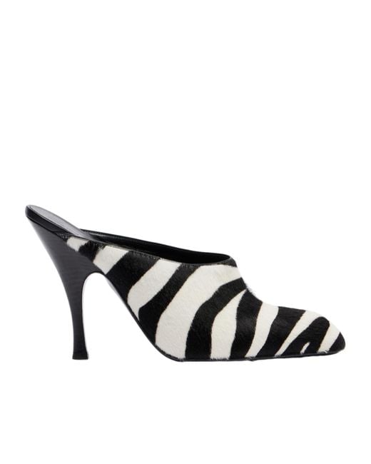 Khaite Black Colt Zebra Print Calfskin Mules