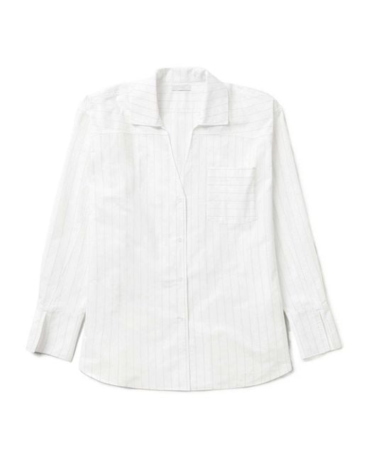 1989 STUDIO White Striped Long-Sleeved Shirt Dress