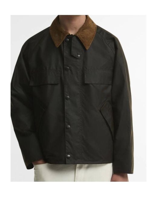 Barbour Black Pocket Transport Waxed Cotton Jacket for men