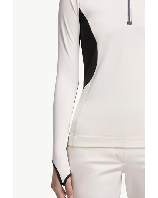 Moncler White Polartec Half-Zip Turtleneck