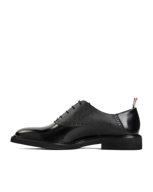Thom Browne Black Saddle Round Toe Lace-Up Shoes for men