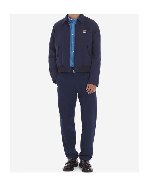 Maison Kitsuné Blue Maison Kitsuné Fox Head Patch Zipped Jacket for men