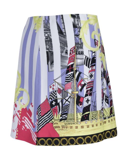 Versace Pink Stripe Print Skirt