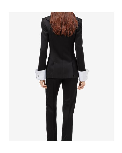 McQueen Black Waterfall Collar Single-Breasted Jacket
