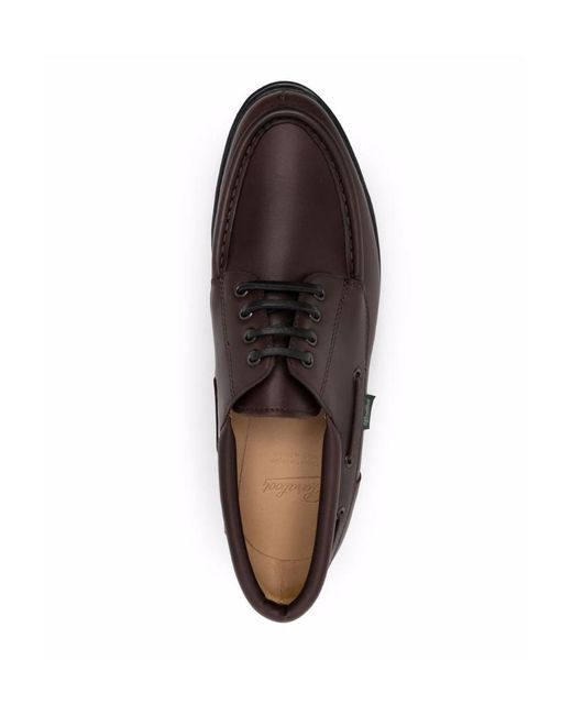 Paraboot Brown Lace Up Leather Derby Shoes for men