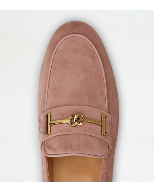 Tod's Brown Logo Plaque Almond Toe Loafers