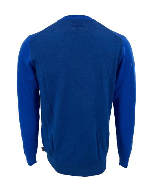 Armani Collezioni Blue Round-Neck Long-Sleeved Sweater for men