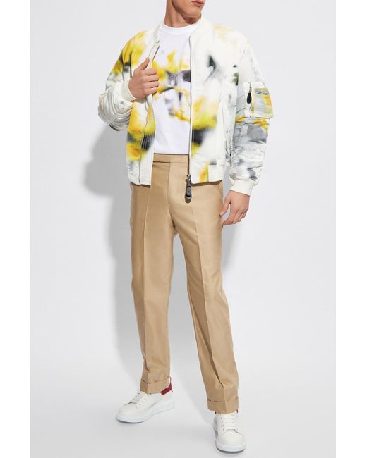 McQueen Natural Straight-Leg Tailored Trousers for men
