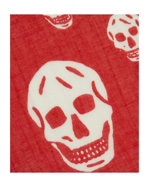 McQueen Red Skull Printed Scarf for men