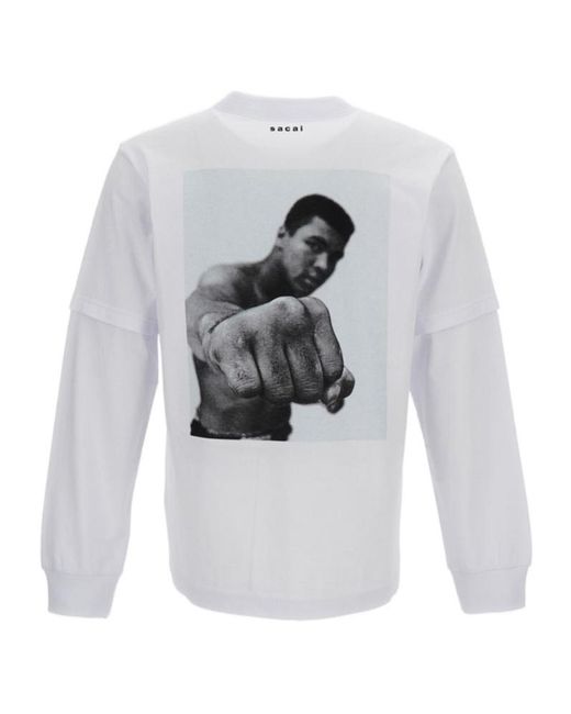 Sacai White Long-Sleeve T-Shirt for men