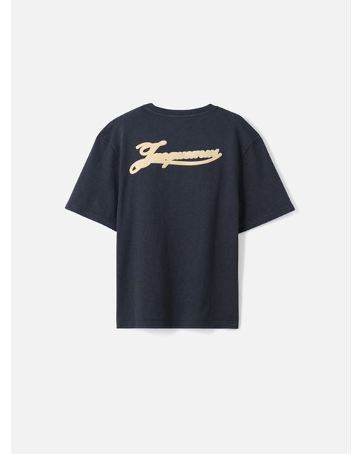 Jacquemus Blue Logo Cotton T-Shirt for men