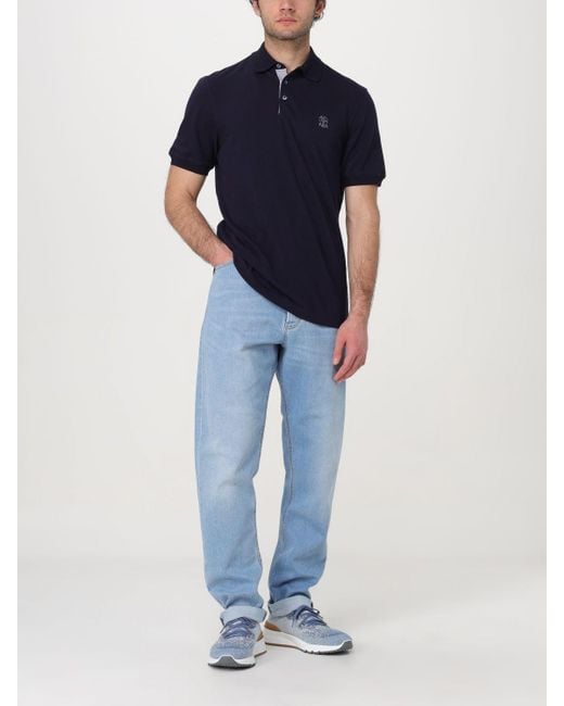 Brunello Cucinelli Blue Logo-Patch Jeans for men