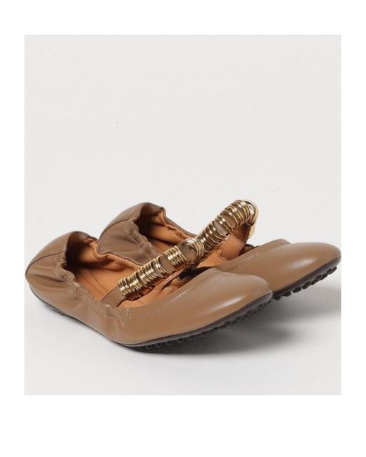 Tod's Brown Ring Embellished Ballerinas