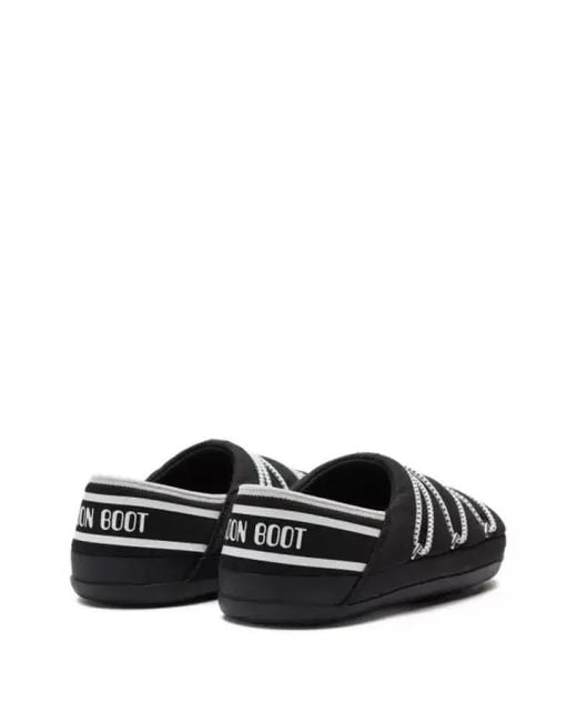 Moon Boot Black Icon Lace-Up Striped Shoes for men
