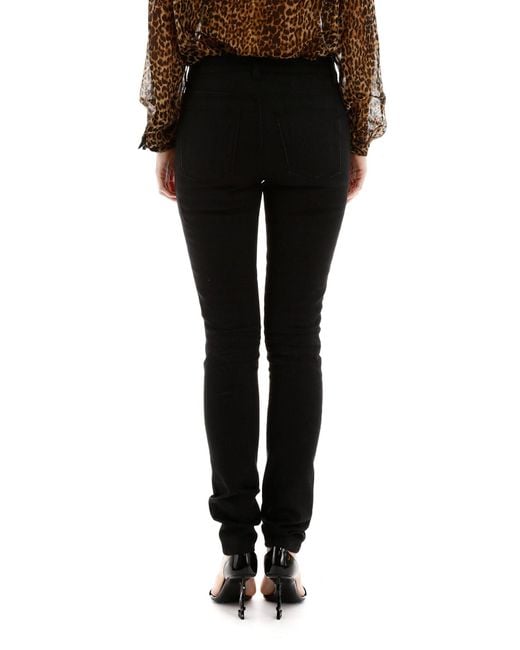 Saint Laurent Black Mid-Rise Skinny Jeans