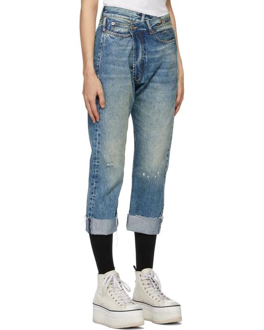 R13 Blue Crossover Cropped Jeans