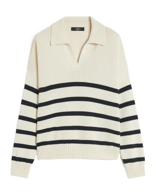 Weekend by Maxmara White Wkdpanfilo Striped Knitted Polo Top