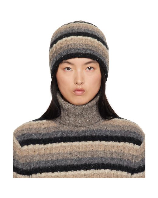 ERL Brown Striped Wool Hat